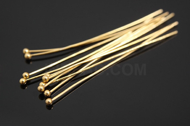 K019-Gold Plated-(10pcs)-04*30mm Ballpin-Wholesale Silver Pin, [PRODUCT_SEARCH_KEYWORD], JEWELFINGER-INBEAD, [CURRENT_CATE_NAME]