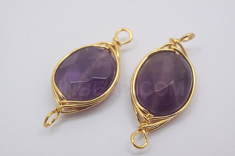 G585-Gold Plated-(1piece)-Amethyst Connecter-Gemstone Pendant-Wholesale Gemstone, [PRODUCT_SEARCH_KEYWORD], JEWELFINGER-INBEAD, [CURRENT_CATE_NAME]