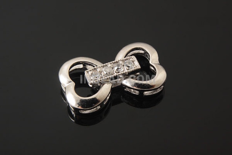 K703-Rhodium Plated-(1piece)-CZ Heart Clasps-Wholesale Silver Clasps, [PRODUCT_SEARCH_KEYWORD], JEWELFINGER-INBEAD, [CURRENT_CATE_NAME]