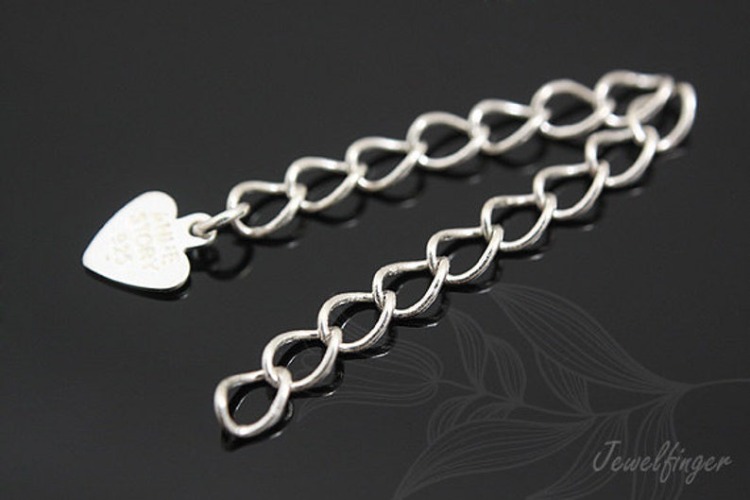 K185-Non Plated-(2pcs)-Heart Extension Chain-Wholesale Silver Clasps, [PRODUCT_SEARCH_KEYWORD], JEWELFINGER-INBEAD, [CURRENT_CATE_NAME]