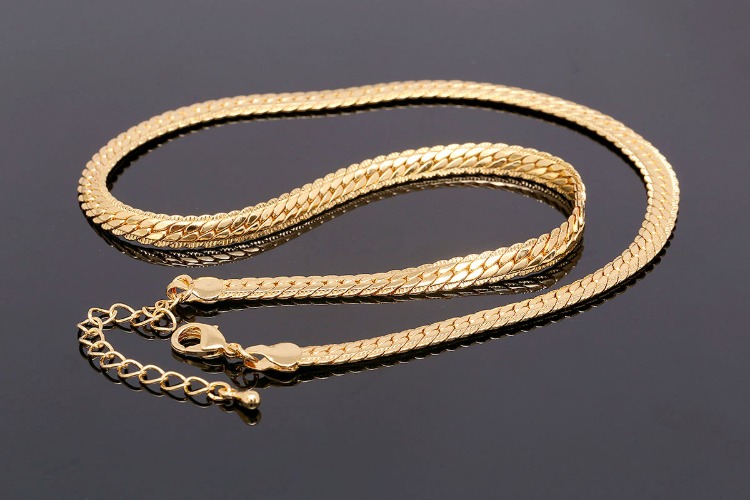 R073-Gold Plated E-Coat Anti Tarnish-D110 YLH Chain-Unique Handmade Necklace 41cm+5cm (1piece), [PRODUCT_SEARCH_KEYWORD], JEWELFINGER-INBEAD, [CURRENT_CATE_NAME]