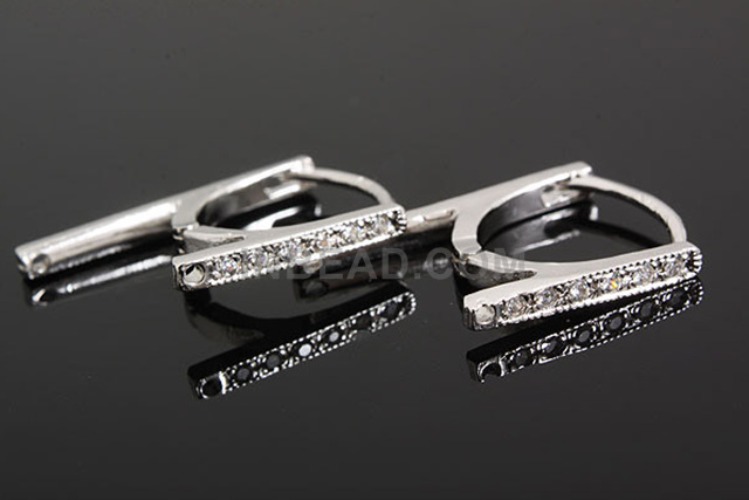 K191-Rhodium Plated-(1pairs)-CZ H Earring-Wholesale Silver Earrings, [PRODUCT_SEARCH_KEYWORD], JEWELFINGER-INBEAD, [CURRENT_CATE_NAME]