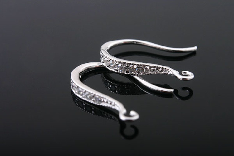 K374-Rhodium Plated-(1pairs)-CZ Hook Earring-Ear Hook-Wholesale Silver Earrings, [PRODUCT_SEARCH_KEYWORD], JEWELFINGER-INBEAD, [CURRENT_CATE_NAME]