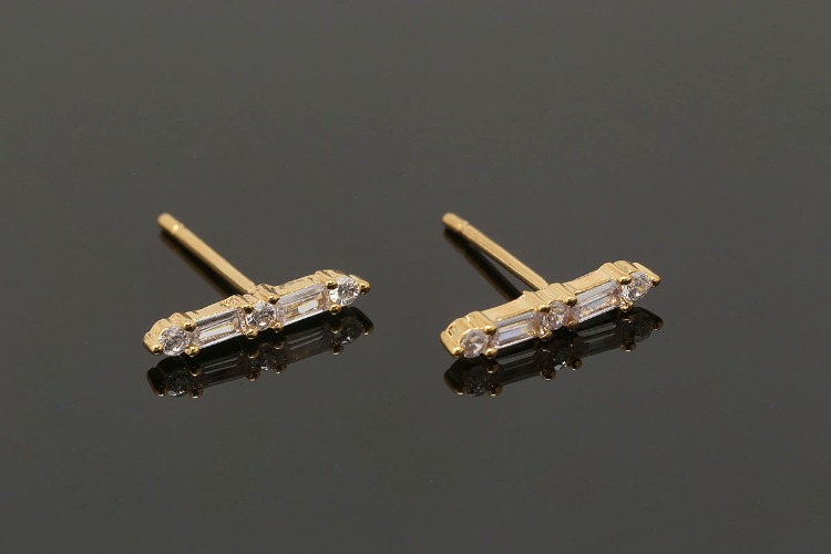[W] CH7045-Gold Plated-(10pairs)-Tiny CZ Earrings-Cubic Bar Post Earrings-Silver Post, [PRODUCT_SEARCH_KEYWORD], JEWELFINGER-INBEAD, [CURRENT_CATE_NAME]