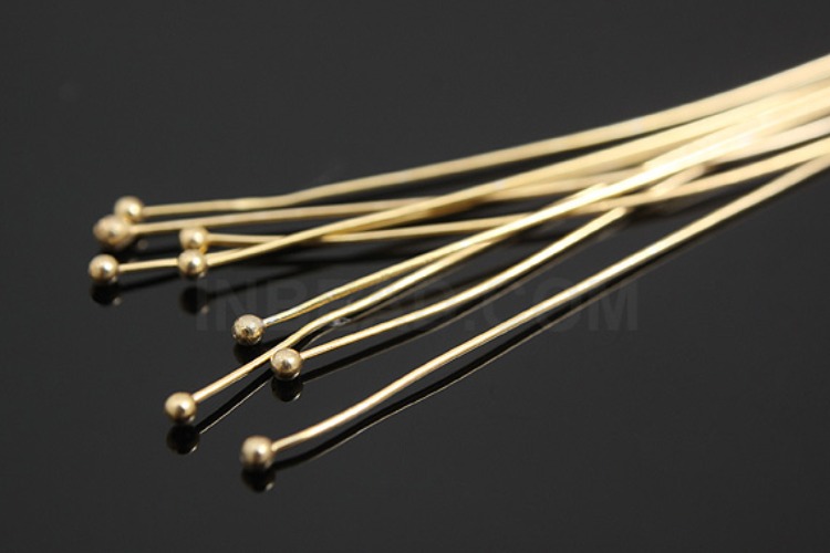 K022-Gold Plated-(10pcs)-04*40mm Ballpin-Wholesale Silver Pin, [PRODUCT_SEARCH_KEYWORD], JEWELFINGER-INBEAD, [CURRENT_CATE_NAME]