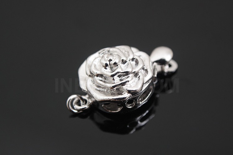 K698-Rhodium Plated-(1piece)-Rose Clasps-Wholesale Silver Clasps, [PRODUCT_SEARCH_KEYWORD], JEWELFINGER-INBEAD, [CURRENT_CATE_NAME]