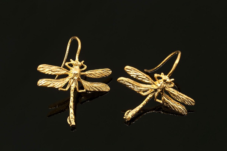 CH7043-Gold Plated (1pairs)-Dragonfly Earrings-Jewelry Findings-Jewelry Making Supply-Nickel Free, [PRODUCT_SEARCH_KEYWORD], JEWELFINGER-INBEAD, [CURRENT_CATE_NAME]