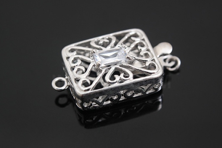 K1052-Rhodium Plated-(1piece)-CZ Clasps-Wholesale Silver Clasps, [PRODUCT_SEARCH_KEYWORD], JEWELFINGER-INBEAD, [CURRENT_CATE_NAME]
