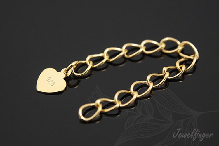 K182-Gold Plated-(2pcs)-Heart Extension Chain-Wholesale Silver Clasps, [PRODUCT_SEARCH_KEYWORD], JEWELFINGER-INBEAD, [CURRENT_CATE_NAME]