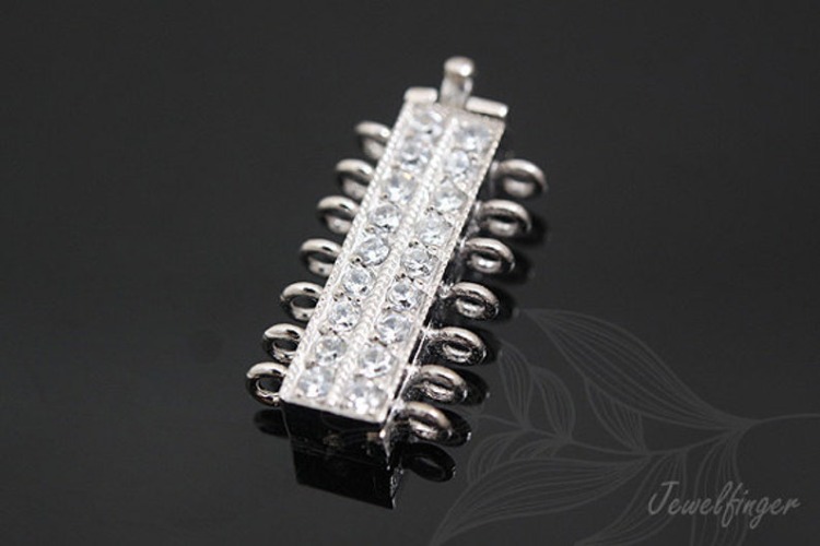 K1053-Rhodium Plated-(1piece)-17*9mm CZ Clasps-L-Wholesale Silver Clasps, [PRODUCT_SEARCH_KEYWORD], JEWELFINGER-INBEAD, [CURRENT_CATE_NAME]