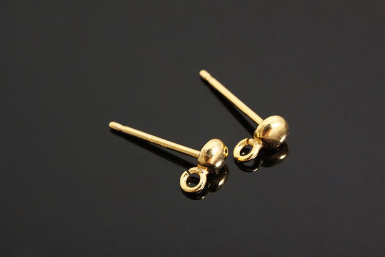 [W] K068-Gold Plated-(20pairs)-3.2mm Ear Post-Silver Post Ear Stud-Earring Component-Wholesale Silver Earrings, [PRODUCT_SEARCH_KEYWORD], JEWELFINGER-INBEAD, [CURRENT_CATE_NAME]