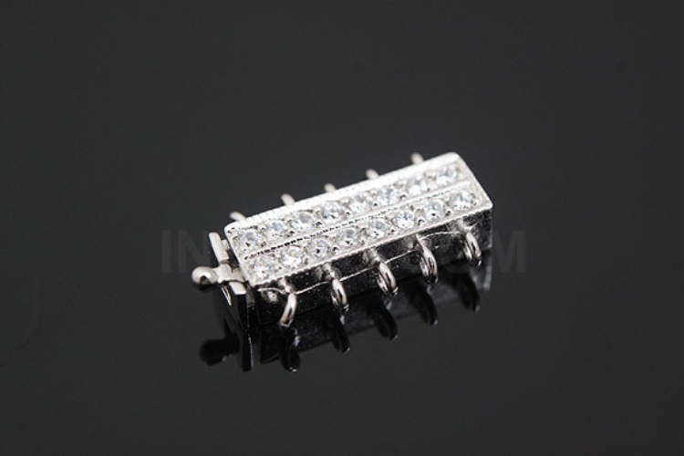 K1054-Rhodium Plated-(1piece)-14*8mm CZ Clasps-M-Wholesale Silver Clasps, [PRODUCT_SEARCH_KEYWORD], JEWELFINGER-INBEAD, [CURRENT_CATE_NAME]