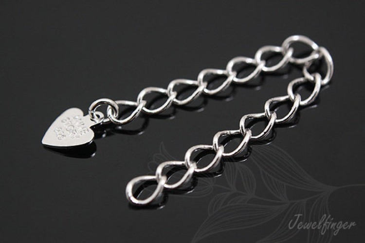 K186-Rhodium Plated-(2pcs)-Heart Extension Chain-Wholesale Silver Clasps, [PRODUCT_SEARCH_KEYWORD], JEWELFINGER-INBEAD, [CURRENT_CATE_NAME]