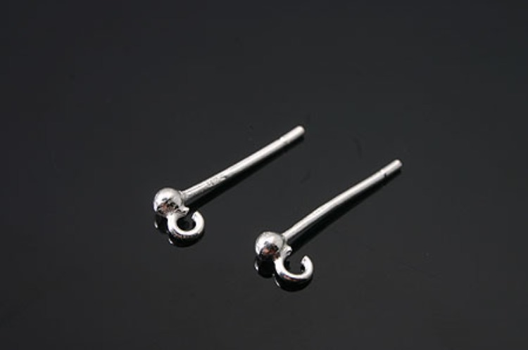 [W] K123-Rhodium Plated-(20pairs)-2mm Ball Ear Post-Silver Ball Post Ear Stud-Earring Component-Wholesale Silver Earrings, [PRODUCT_SEARCH_KEYWORD], JEWELFINGER-INBEAD, [CURRENT_CATE_NAME]