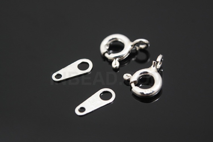 K046-Non Plated-(2set)-Spring Ring Clasp With Taps-Lock Finding-Wholesale Silver Clasps, [PRODUCT_SEARCH_KEYWORD], JEWELFINGER-INBEAD, [CURRENT_CATE_NAME]