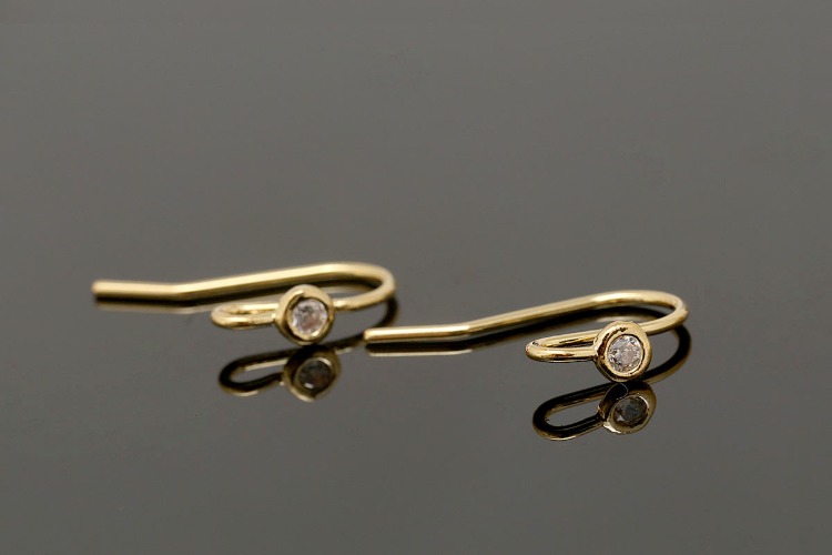 CH7050-Gold Plated (1pairs)-CZ Ear Hook-Nickel Free, [PRODUCT_SEARCH_KEYWORD], JEWELFINGER-INBEAD, [CURRENT_CATE_NAME]