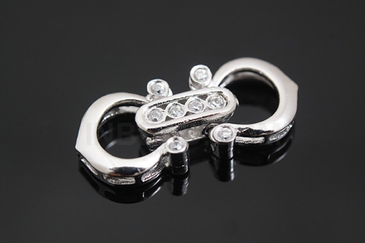 K1057-Rhodium Plated-(1piece)-CZ Clasps-Wholesale Silver Clasps, [PRODUCT_SEARCH_KEYWORD], JEWELFINGER-INBEAD, [CURRENT_CATE_NAME]