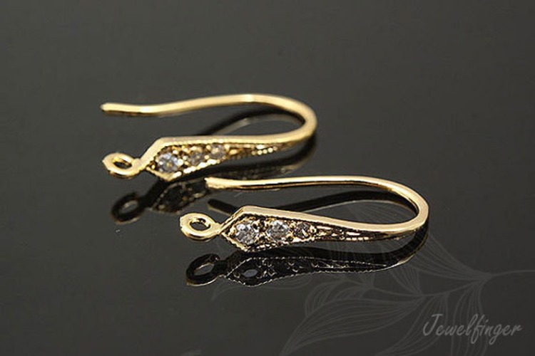 K439-Gold Plated-(1pairs)-CZ Hook Earring-Ear Hook-Wholesale Silver Earrings, [PRODUCT_SEARCH_KEYWORD], JEWELFINGER-INBEAD, [CURRENT_CATE_NAME]