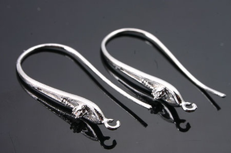 K950-Rhodium Plated-(1pairs)-CZ Hook Earring-Ear Hook-Wholesale Silver Earrings, [PRODUCT_SEARCH_KEYWORD], JEWELFINGER-INBEAD, [CURRENT_CATE_NAME]