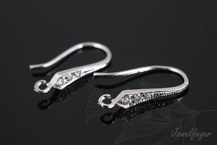 K802-Rhodium Plated-(1pairs)-CZ Hook Earring-Ear Hook-Wholesale Silver Earrings, [PRODUCT_SEARCH_KEYWORD], JEWELFINGER-INBEAD, [CURRENT_CATE_NAME]