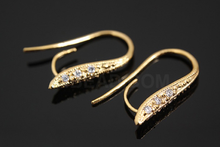 K118-Gold Plated-(1pairs)-CZ Hook Earring-Ear Hook-Wholesale Silver Earrings, [PRODUCT_SEARCH_KEYWORD], JEWELFINGER-INBEAD, [CURRENT_CATE_NAME]