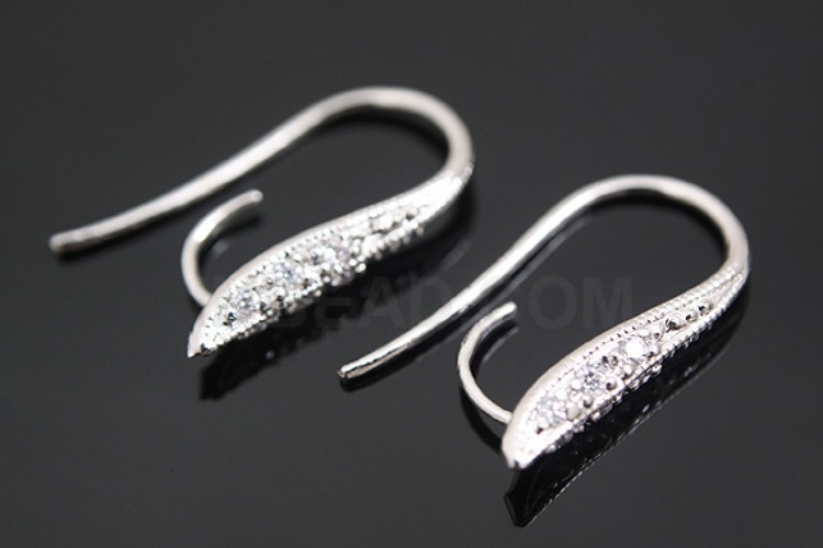K411-Rhodium Plated-(1pairs)-CZ Hook Earring-Ear Hook-Wholesale Silver Earrings, [PRODUCT_SEARCH_KEYWORD], JEWELFINGER-INBEAD, [CURRENT_CATE_NAME]