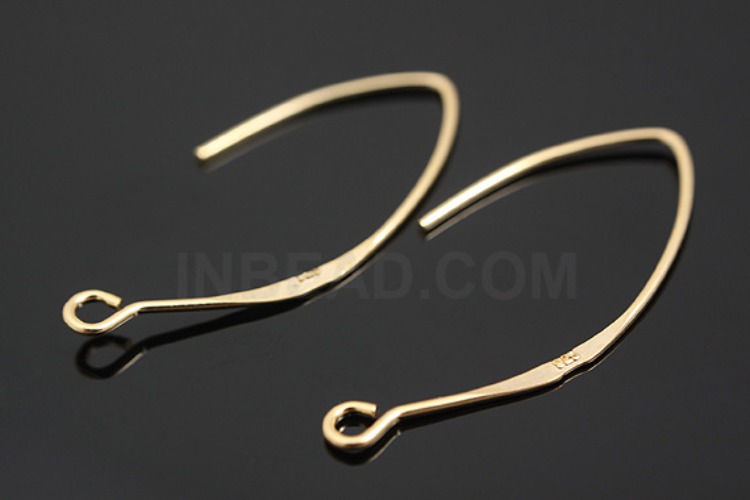 K408-Gold Plated-(1pairs)-French Hook Ear Wire-French Wire Hook-Wholesale Silver Earrings, [PRODUCT_SEARCH_KEYWORD], JEWELFINGER-INBEAD, [CURRENT_CATE_NAME]