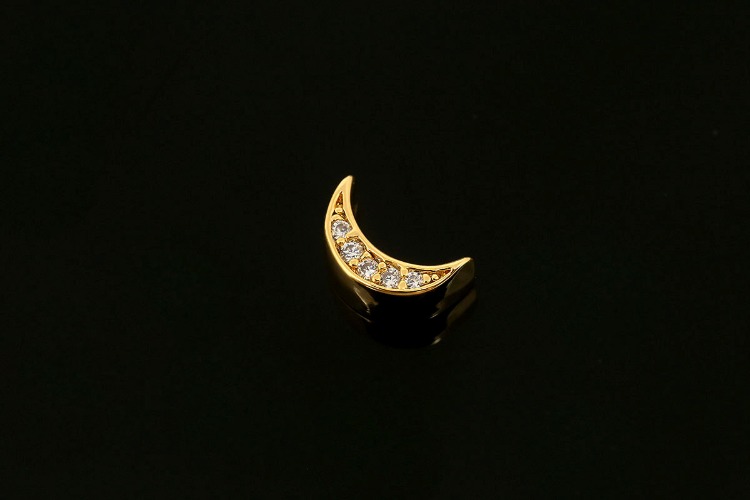 [W] H1114-Gold Plated-(20pcs)-5*7.5mm Tiny Moon Charms-CZ Crescent Moon Pendant-Wholesale Charms, [PRODUCT_SEARCH_KEYWORD], JEWELFINGER-INBEAD, [CURRENT_CATE_NAME]