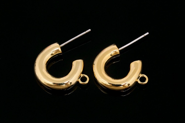 CH7054-Gold Plated-(1pairs)-16mm Bold Round Hoop Earrings-4.3mm Thickness Simple Earrings-Jewelry Findings-Silver Post, [PRODUCT_SEARCH_KEYWORD], JEWELFINGER-INBEAD, [CURRENT_CATE_NAME]