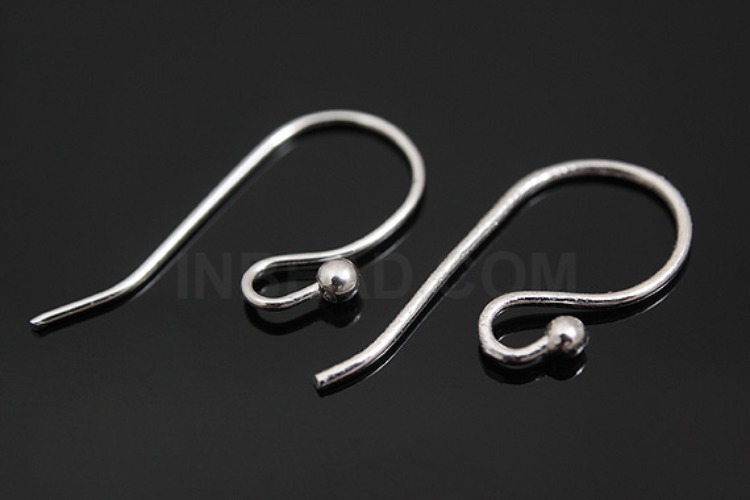 K117-Rhodium Plated-(1pairs)-2mm Ball Earwires-French Hook Ear Wire-French Wire Hook-Wholesale Silver Earrings, [PRODUCT_SEARCH_KEYWORD], JEWELFINGER-INBEAD, [CURRENT_CATE_NAME]