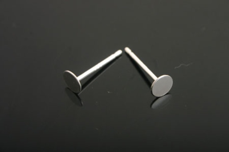 [W] K381-Non Plated-(20pairs)-4mm Flat Pad Stud Earrings-Ni Free Stud Earring Blanks With Backs 5mm-Wholesale Silver Earrings, [PRODUCT_SEARCH_KEYWORD], JEWELFINGER-INBEAD, [CURRENT_CATE_NAME]