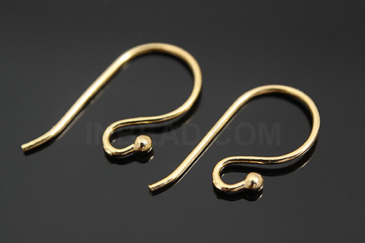 [W] K155-Gold Plated-(10pairs)-2mm Ball Earwires-French Hook Ear Wire-French Wire Hook-Wholesale Silver Earrings, [PRODUCT_SEARCH_KEYWORD], JEWELFINGER-INBEAD, [CURRENT_CATE_NAME]