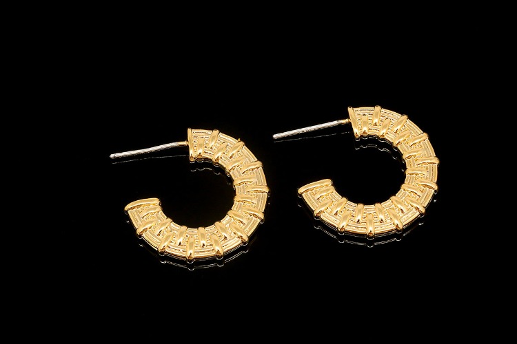 CH2027-Gold Plated-(1pairs)-22mm Half Circle Earrings-Unique Earrings-Silver Post, [PRODUCT_SEARCH_KEYWORD], JEWELFINGER-INBEAD, [CURRENT_CATE_NAME]