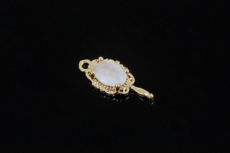K386-Gold Plated-(2pcs)-Tiny Glass Hand Mirror Charms-Mirror Pendant-White Opal Color-Wholesale Charms, [PRODUCT_SEARCH_KEYWORD], JEWELFINGER-INBEAD, [CURRENT_CATE_NAME]