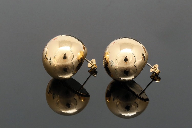 CH2026-Gold Plated-(1pairs)-20mm Big Round Earrings-Unique Ball Earrings-Jewelry Findings-Silver Post, [PRODUCT_SEARCH_KEYWORD], JEWELFINGER-INBEAD, [CURRENT_CATE_NAME]