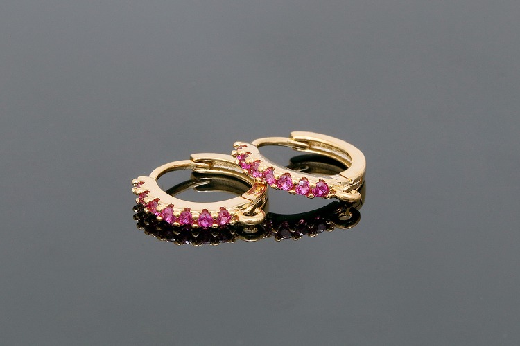 [W] CH2034-Gold Plated (10pairs)-15mm Ruby Color CZ Round Lever Back Earrings-Nickel Free, [PRODUCT_SEARCH_KEYWORD], JEWELFINGER-INBEAD, [CURRENT_CATE_NAME]