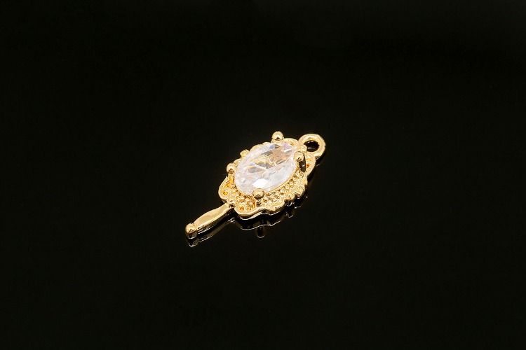 K1064-Gold Plated-(2pcs)-Tiny CZ Hand Mirror Charms-Mirror Cubic Pendant-Wholesale Charms, [PRODUCT_SEARCH_KEYWORD], JEWELFINGER-INBEAD, [CURRENT_CATE_NAME]