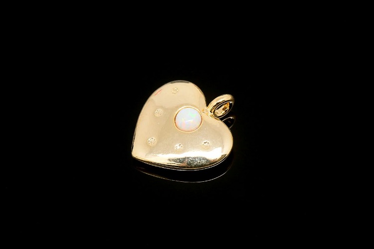 M1988-Gold Plated-(2pcs)-Tiny Heart Charms-Opal Heart Pendant-Necklace, Earrings Making Supply-Wholesale Charms, [PRODUCT_SEARCH_KEYWORD], JEWELFINGER-INBEAD, [CURRENT_CATE_NAME]