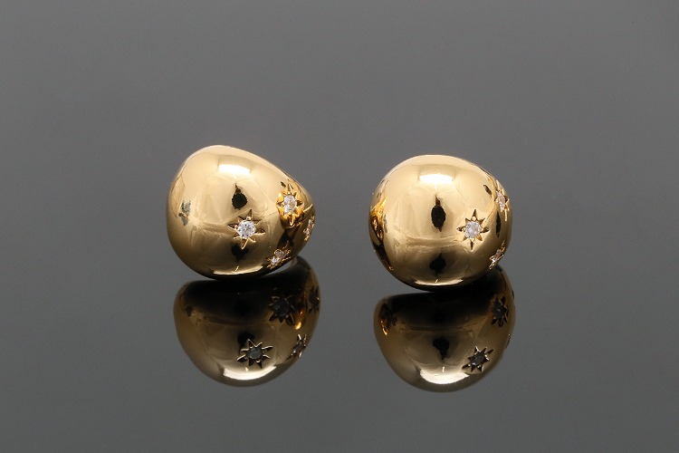 [W] CH2043-Gold Plated-(10pairs)-12*14mm CZ Earrings-Cubic Star Post Earrings-Silver Post, [PRODUCT_SEARCH_KEYWORD], JEWELFINGER-INBEAD, [CURRENT_CATE_NAME]
