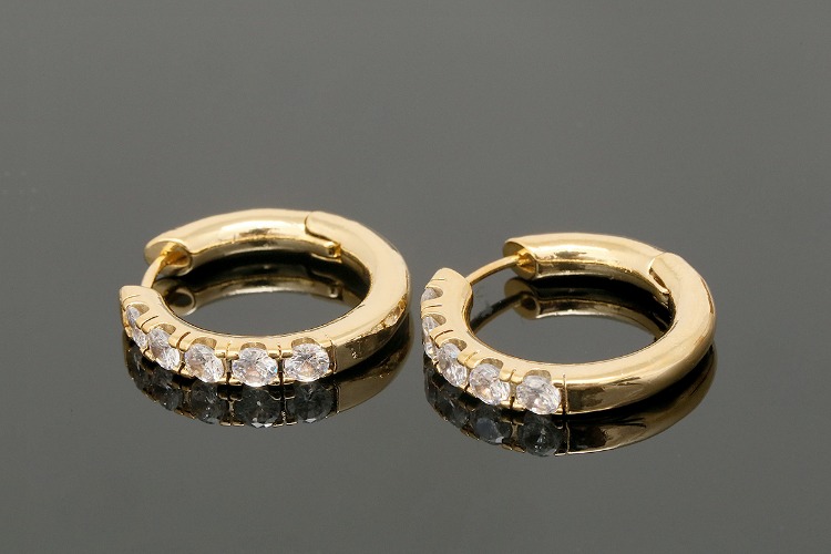 [W] CH2035-Gold Plated (10pairs)-20mm CZ Bold Round Lever Back Earrings-3mm Thickness Cubic Earrings-Nickel Free, [PRODUCT_SEARCH_KEYWORD], JEWELFINGER-INBEAD, [CURRENT_CATE_NAME]