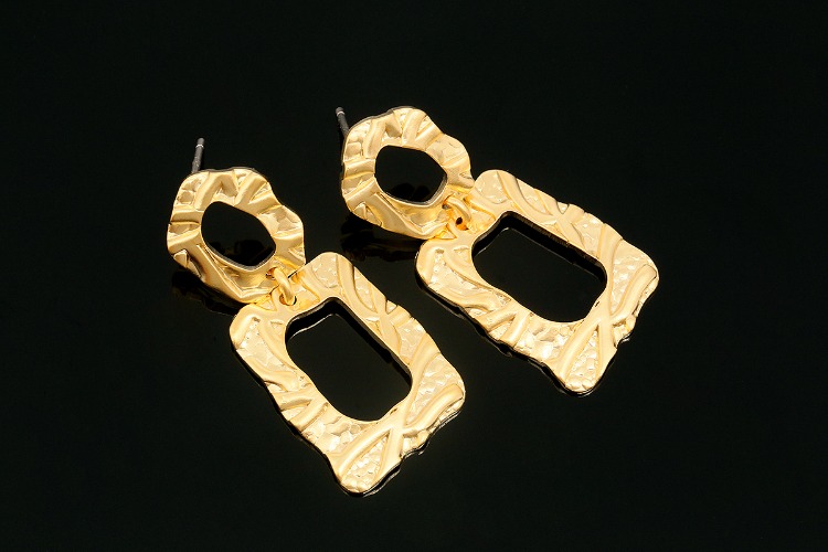 CH2038-Matt Gold Plated-(1pairs)-15*33mm Unique Earrings-Silver Post, [PRODUCT_SEARCH_KEYWORD], JEWELFINGER-INBEAD, [CURRENT_CATE_NAME]