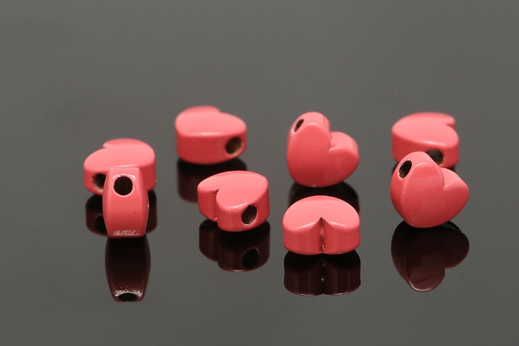 S001-Pink Coating-(2pcs)-Pink Coating-Heart Beads-Wholesale Metal Beads, [PRODUCT_SEARCH_KEYWORD], JEWELFINGER-INBEAD, [CURRENT_CATE_NAME]