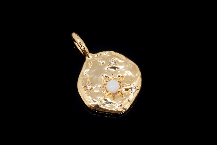 S015-Gold Plated-(1piece)-Starburst Charms-Opal&amp;CZ Pendant-Wholesale Pendants, [PRODUCT_SEARCH_KEYWORD], JEWELFINGER-INBEAD, [CURRENT_CATE_NAME]