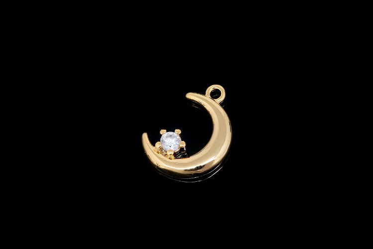 S020-Gold Plated-(2pcs)-Tiny Moon&amp;Star Charms-CZ Moon Pendant-Wholesale Charms, [PRODUCT_SEARCH_KEYWORD], JEWELFINGER-INBEAD, [CURRENT_CATE_NAME]
