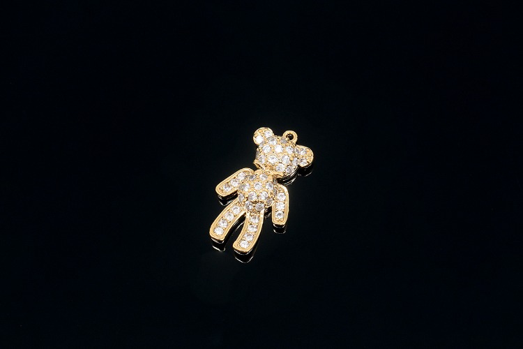 [W] CH2049-Gold Plated-(20pcs)-CZ Bear Charms-Tiny Teddy Bear Pendant-Wholesale Charms, [PRODUCT_SEARCH_KEYWORD], JEWELFINGER-INBEAD, [CURRENT_CATE_NAME]