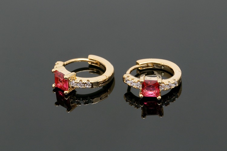 CH2051-Gold Plated (1pairs)-Ruby CZ Round Lever Back Earrings-Nickel Free, [PRODUCT_SEARCH_KEYWORD], JEWELFINGER-INBEAD, [CURRENT_CATE_NAME]