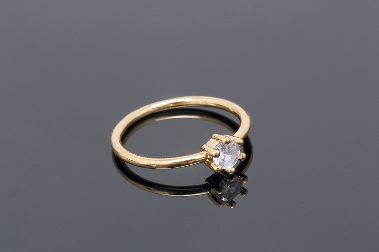 CH2058-Gold Plated E-Coat Anti Tarnish-(1piece)-CZ Ring, 4mm CZ Ring-US Size 6-Wholesale Ring, [PRODUCT_SEARCH_KEYWORD], JEWELFINGER-INBEAD, [CURRENT_CATE_NAME]