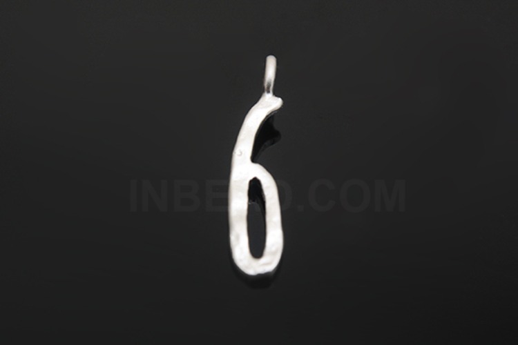 S1120-Matt Rhodium Plated-(2pcs)-Hammered Brass Number Charms 6-Jewelry Making-Wholesale Jewelry Finding-Jewelry Supplies-Wholesale Number, [PRODUCT_SEARCH_KEYWORD], JEWELFINGER-INBEAD, [CURRENT_CATE_NAME]