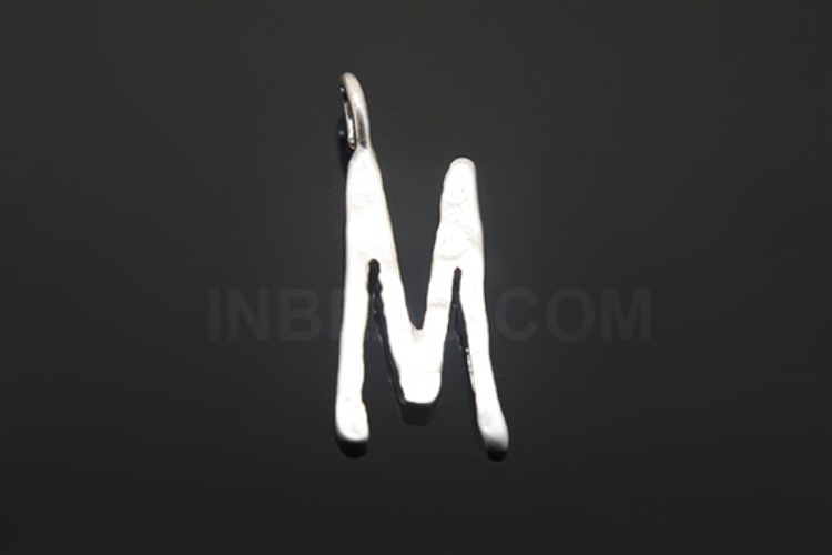 S1100-Matt Rhodium Plated-(2pcs)-Hammered Brass Initial M-Jewelry Making-Wholesale Jewelry Finding-Jewelry Supplies-Wholesale Initial, [PRODUCT_SEARCH_KEYWORD], JEWELFINGER-INBEAD, [CURRENT_CATE_NAME]