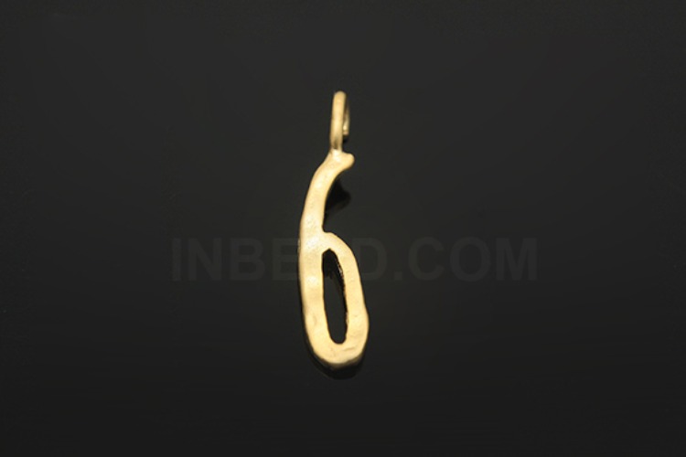 S1084-Matt Gold Plated-(2pcs)-Hammered Brass Number Charms 6-Jewelry Making-Wholesale Jewelry Finding-Jewelry Supplies-Wholesale Number, [PRODUCT_SEARCH_KEYWORD], JEWELFINGER-INBEAD, [CURRENT_CATE_NAME]